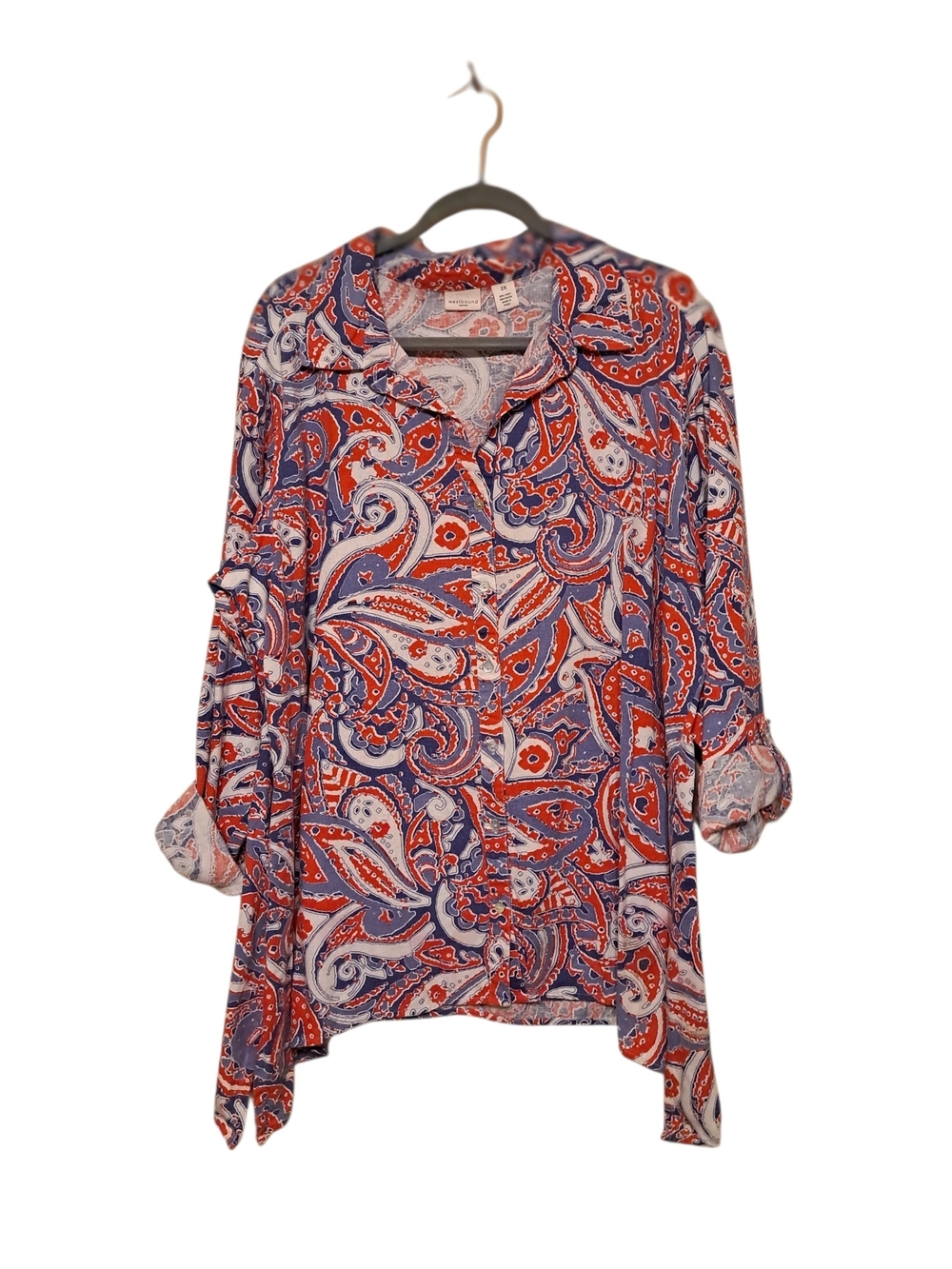 Westbound Paisley Button-Down Shirt in Red & Blue